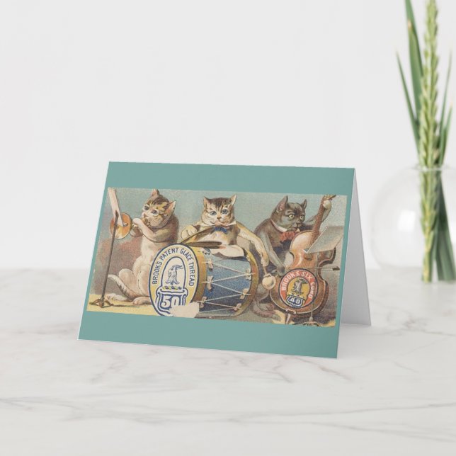 Vintages Cat Orchestra Trio Note Card Karte (Vorderseite)