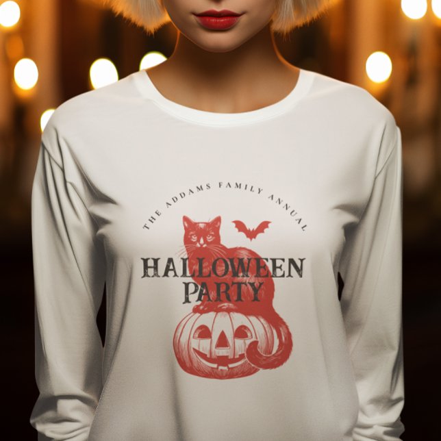 Vintages Cat Pumpkin and Bat Halloween-Party Sweatshirt (Von Creator hochgeladen)