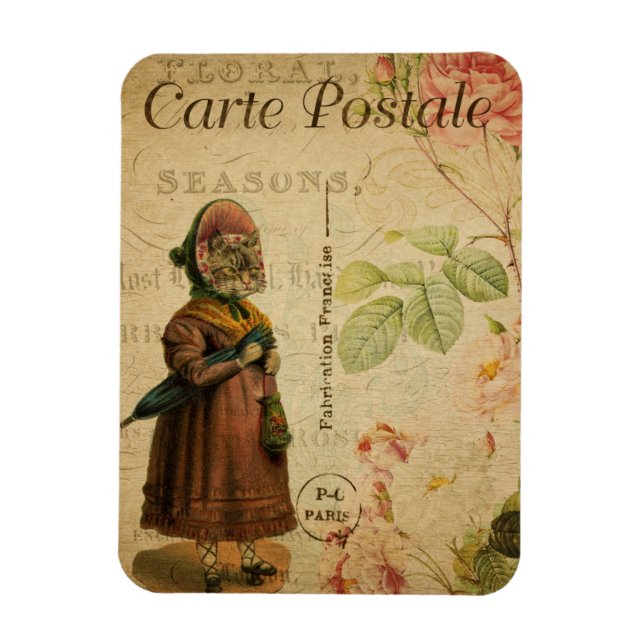 Vintages Cat Theme | Postale | Katzenbekleidung Magnet (Vertikal)