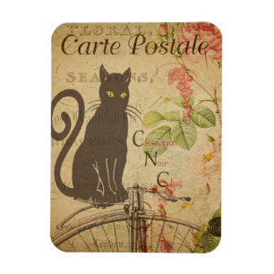 Vintages Cat Theme Postale Schwarze Katze Magnet