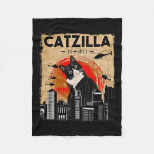 Vintages Catzilla T-Shirt - Funny Tuxedo Cat and K Fleecedecke