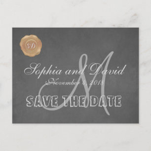 Vintages Chalk Old Wax Siegel Hochzeit SPEICHERN D Ankündigungspostkarte