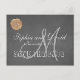 Vintages Chalk Old Wax Siegel Hochzeit SPEICHERN D Ankündigungspostkarte