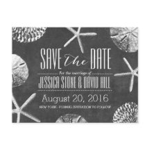 Vintages Chalkboard Beach Seashells Save the Date