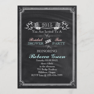 Vintages Chalkboard Brautparty Tee Party Einladung
