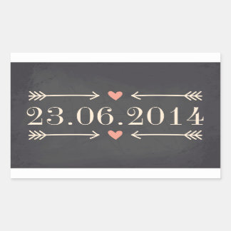 Vintages Chalkboard-Design für Hochzeitstage Rechteckiger Aufkleber