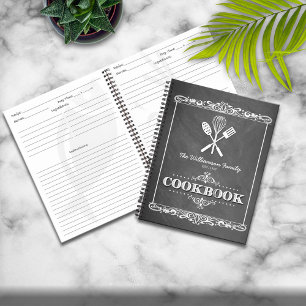 Vintages Chalkboard Familienkochbuch Rezept Notizbuch