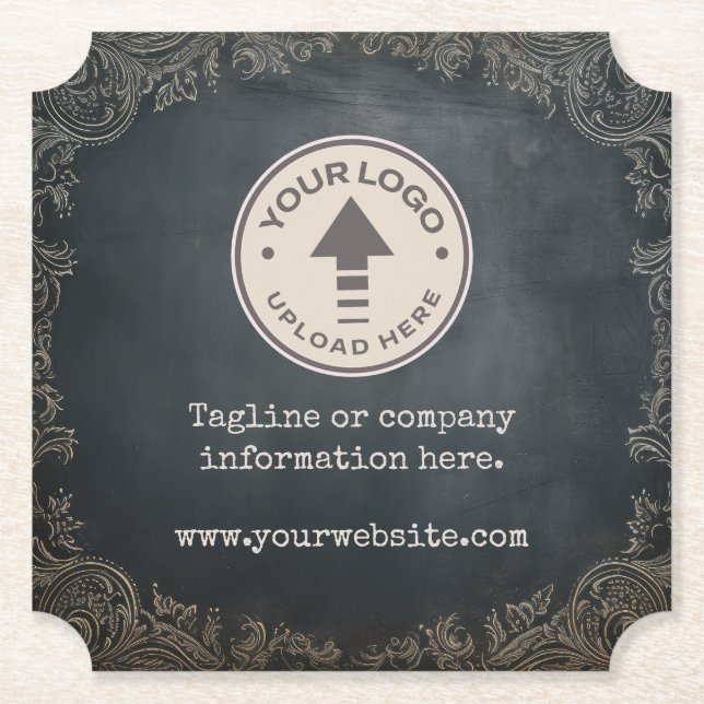 Vintages Chalkboard-Firmenlogo Untersetzer (Vorderseite)