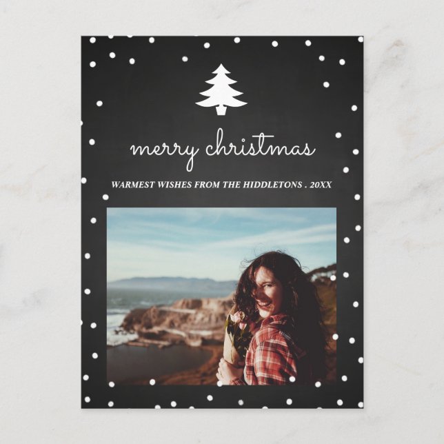 Vintages Chalkboard Frohe Weihnachten | Tree-Foto (Vorderseite)