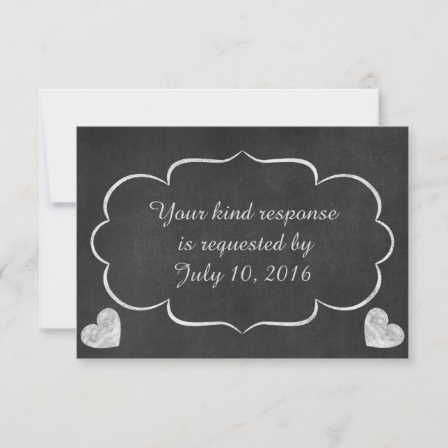 Vintages Chalkboard Heart Wedding RSVP (Vorderseite)
