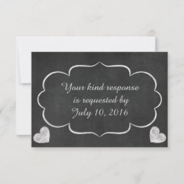 Vintages Chalkboard Heart Wedding RSVP Karte