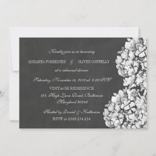 Vintages Chalkboard Hydrangeas Probe Abendessen 2 Einladung