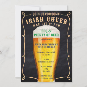 Vintages Chalkboard Irish Cheer GRILLEN & Beer Bir Einladung