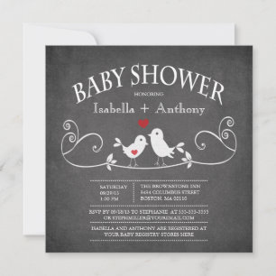 Vintages Chalkboard Love Birds Baby Dusche Einladung