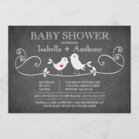 Vintages Chalkboard Love Birds Baby Dusche