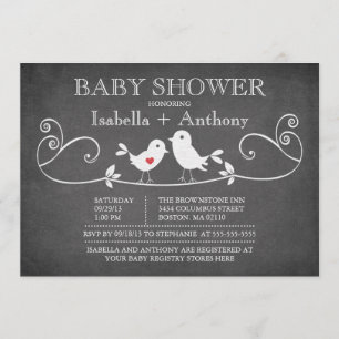 Vintages Chalkboard Love Birds Baby Dusche Einladung