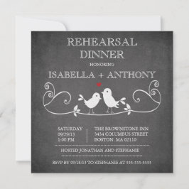 Vintages Chalkboard Love Birds Probe Abendessen Einladung