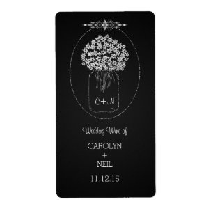 Vintages Chalkboard MasonJar Blume Hochzeitswein