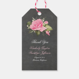 Vintages Chalkboard Rosa Blume Hochzeit Geschenkanhänger