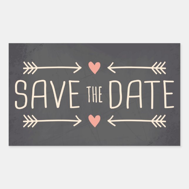 Vintages Chalkboard Save the Date Design Rechteckiger Aufkleber (Vorderseite)