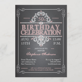Vintages Chalkboard zum Geburtstag Einladung