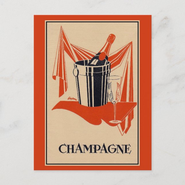 Vintages Champagner-Party und Geburtstag Postkarte (Vorderseite)