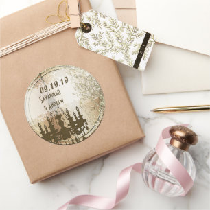 Vintages Chandelier Gold Wedding Siegel Runder Aufkleber