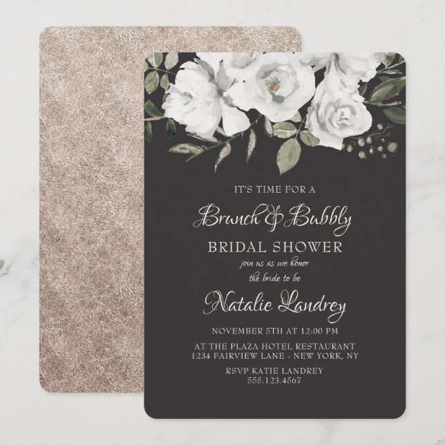 Vintages Cherish Brunch & Bubbly Brautparty Einladung (Vorne/Hinten)