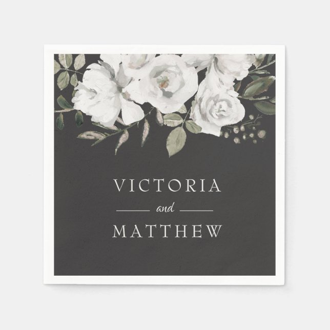 Vintages Cherish Floral Wedding Monogram Dinner Serviette (Vorderseite)