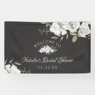 Vintages Cherish White Floral Brautparty Willkomme Banner