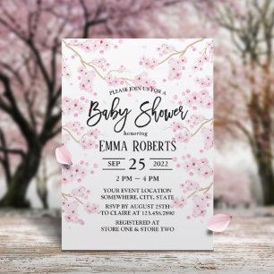 Vintages Cherry Blossom Pink Floral Baby Dusche Einladung
