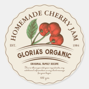 Vintages Cherry Fruchtmarmelett Runder Aufkleber