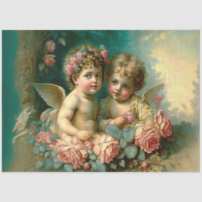 Vintages Cherubs-Tissue Paper Seidenpapier (Vorderseite)