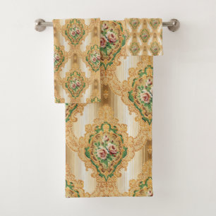 Vintages Chic Gold Floral Muster Badhandtuch Set