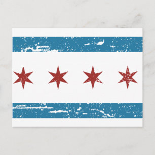 Vintages CHICAGO-Flag Postkarte