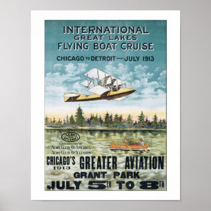 Vintages Chicago-Fliegen-Boot Cruse Reise-Plakat Poster