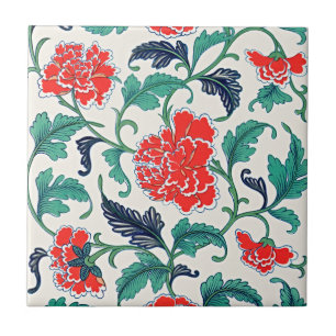 Vintages Chinesisches Blumendekor Fliese