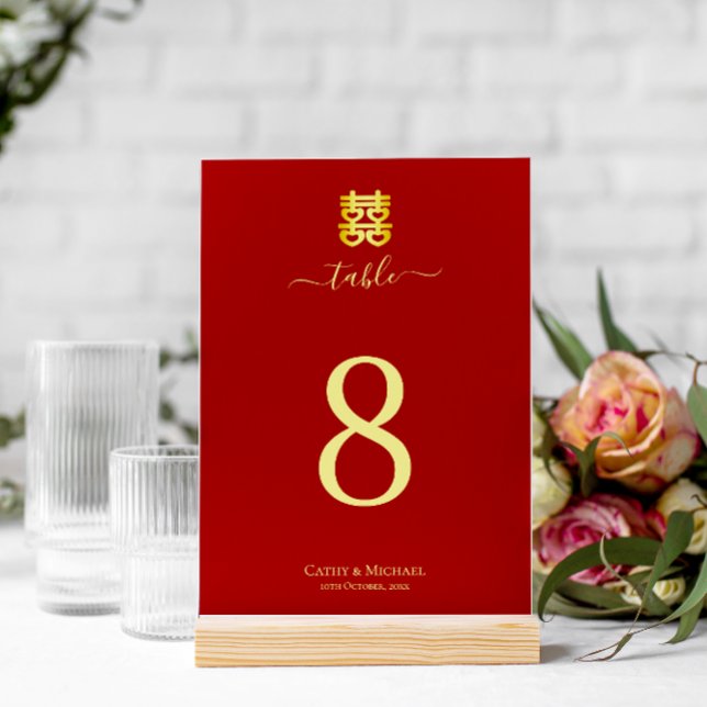 Vintages chinesisches Hochzeitsherz - doppeltes Gl Tischnummer (Von Creator hochgeladen)