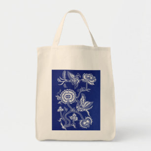 Vintages Chinesisches Indigo Batik - Beutel Tragetasche