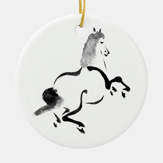 Vintages Chinesisches Pferd Keramik Ornament (Vorne)