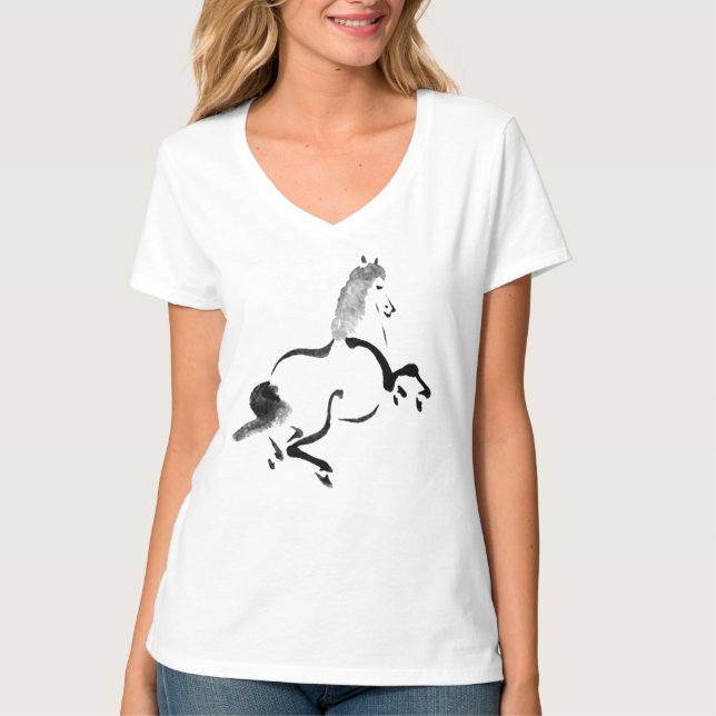 Vintages Chinesisches Pferd T-Shirt (Vorderseite)