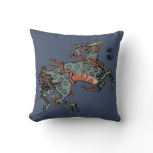 Vintages chinesisches Qilin auf Blue Jeans Blue