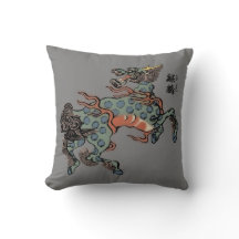 Vintages chinesisches Qilin auf mittelgrau