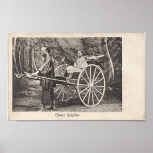 Vintages Chinesisches Rickshaw-Foto Postkarte 1905 Poster