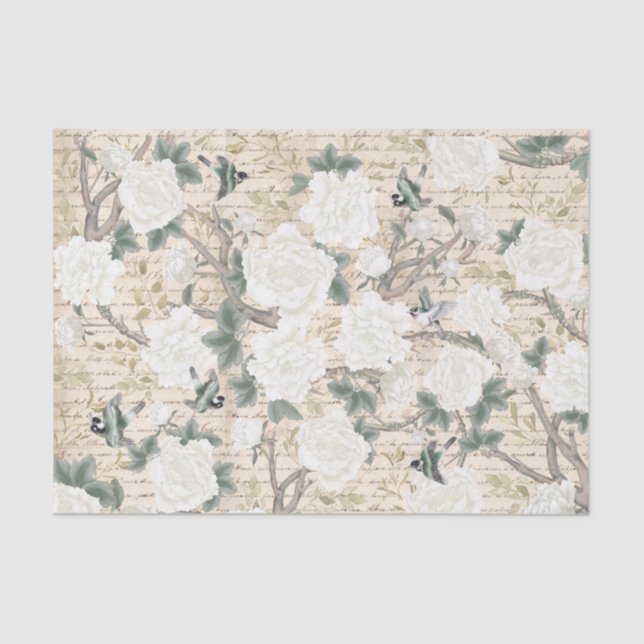 Vintages Chinoiserie Alte Handschrift Entsprechung Seidenpapier (Vorderseite)