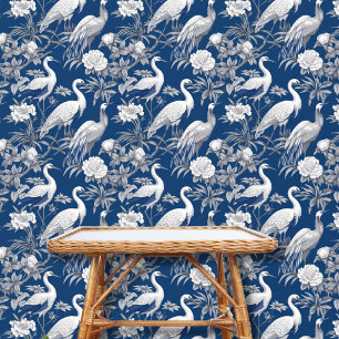 Vintages Chinoiserie Asian Bird Blauer Himmel Tapete