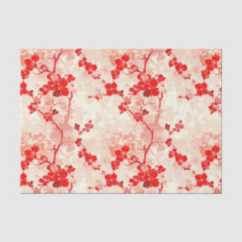 Vintages Chinoiserie Asian Floral Red Decoul Seidenpapier