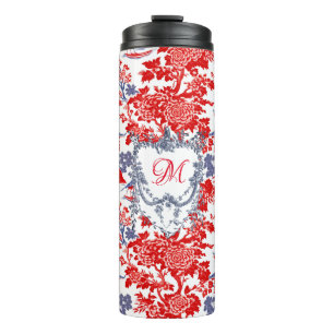 Vintages Chinoiserie Delft Französisch Rotes Blau  Thermosbecher