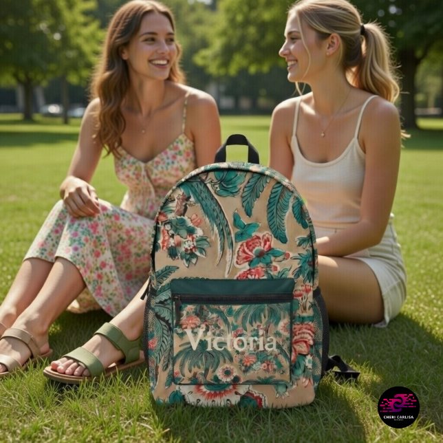 Vintages Chintz Floral Tropical Pattern Bedruckter Rucksack (1936 tropical chintz backpack made for bold vintage style on the go)