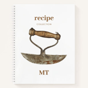 Vintages Chopping Knife Rezept Krümelbuch Monogram Notizbuch